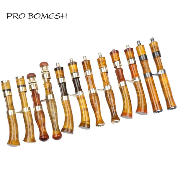 Accessoires Pro Bomesh 1 Set Burlwood Spinning Casting Rollensitz Griff Kit Metallverkleidung DIY Forellen Angelruten Gebäude Accessoire