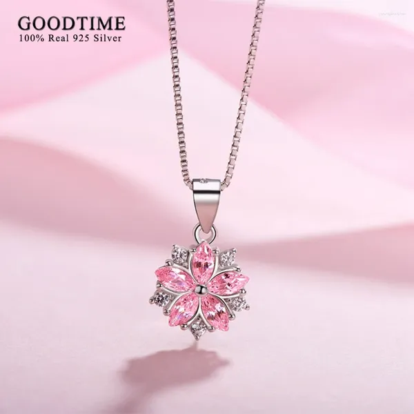 Anhänger Hochwertige Kristallblüten Kirschblumenketten für Frauen echte 925 Sterling Silber Schmuck Mode