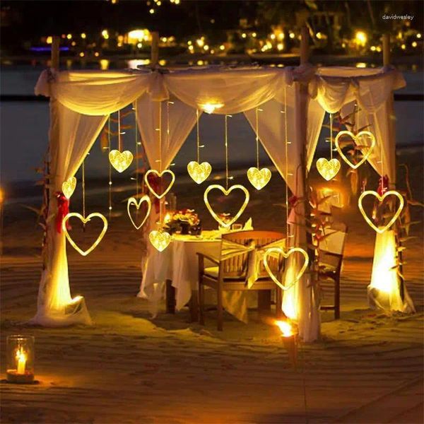 Luzes noturnas Curta de fada Light Love Heart Style Battery Wire String adequado para o dia dos namorados Decoração de aniversário de casamento