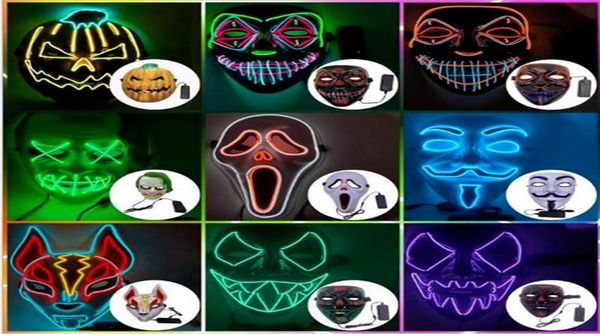 Designer máscara facial decorações de halloween máscara de halloween máscara de pvc led halloween homens homens mascarar fantasias para adultos home de9413420