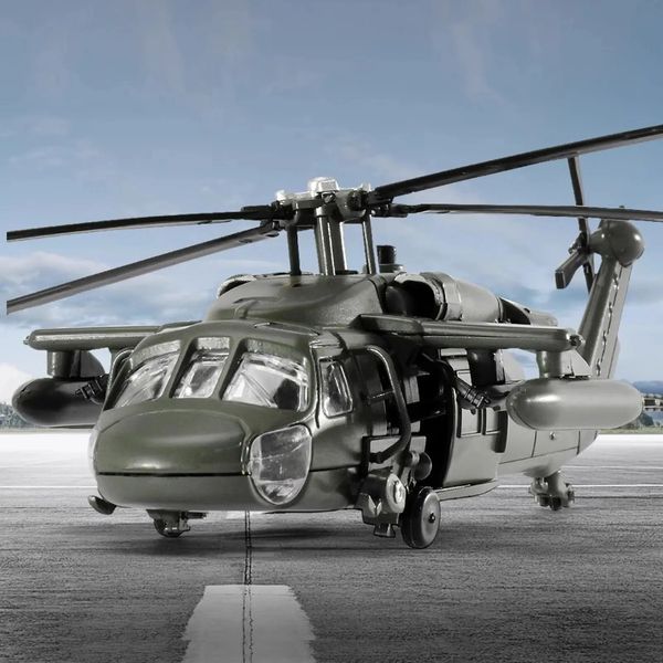 Модель сплава Hallicopter Black Hawk с Подарочной коробкой Display Pured Box Realistic Sound Light Features Идеально подходит для дисплея 240417