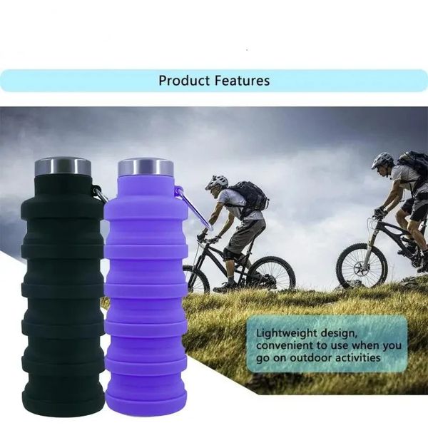 1pc Bottle de água dobrável de água reutilizável BPA Garrafas dobráveis grátis de silicone Copo portátil para passeios de montanhismo ao ar livre 240420