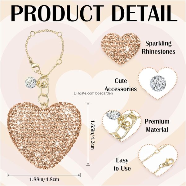 Outros Drinkware Glitter Heart Shape Charm Acessórios para Copa Corrente de Bottle Water /Modern Modern Tumbler com Handle Bling fofo Love CH otrbi