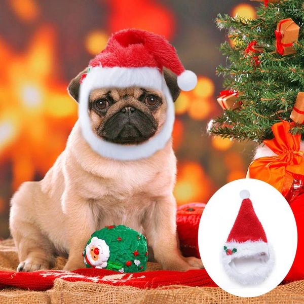 Köpek giyim Noel şapka kapağı sevimli kedi santa bandana atkı önlükleri güzel evcil hayvan köpek yavrusu küçük orta köpekler için kediler aksesuarlar Pug kırmızı