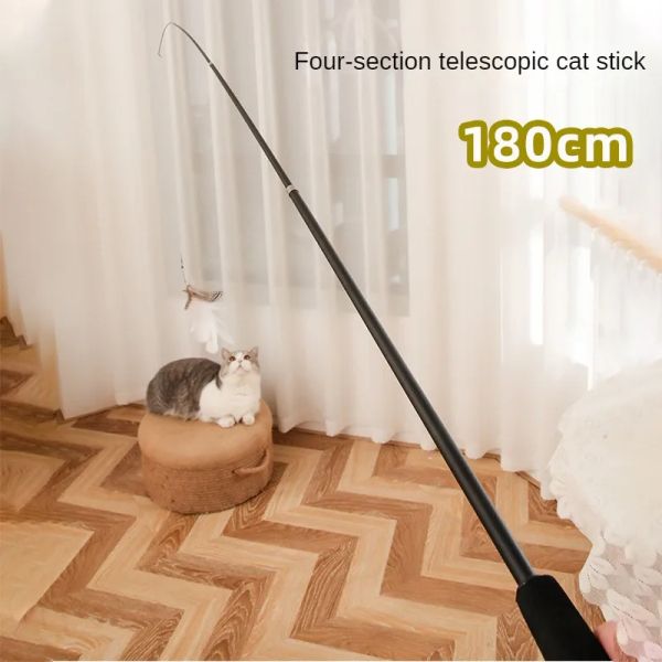 Ospita Stick gatto telescopico a quattro sezioni 1,8 m lunghi pesca in fibra di carbonio da pesca gratta per gatti da gatto da gatto.