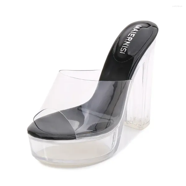 Slippers Summer Mulheres sapatos de cristal geléia de dedão do pé alto de 13 cm de transplante de casamento sexy