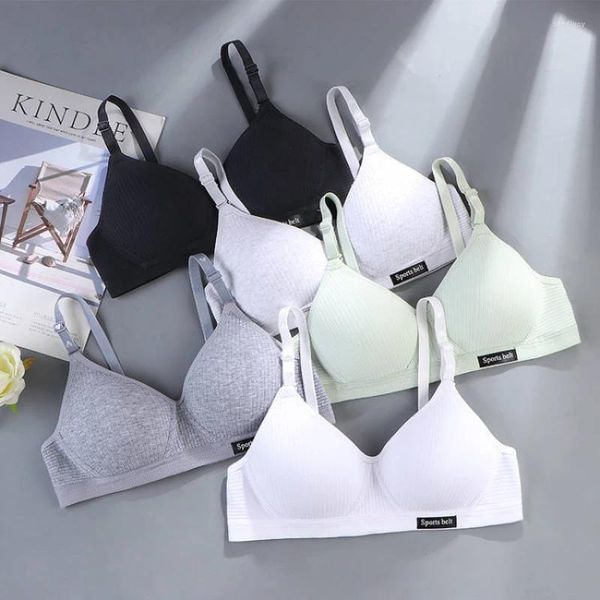 Bras Cotton Girls comodo biancheria intima senza tracce per studenti delle scuole superiori che si radunano per il petto traspirato senza reggiseno ad anello in acciaio