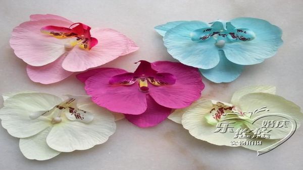 Silk Orchid Fagro 48pcs carino 910 cm Butterfly Phalaenopsis Orchidee falette di tessuto artificiale Fiori di tessuto artificiale per brodo da sposa fai da te Jew1657848