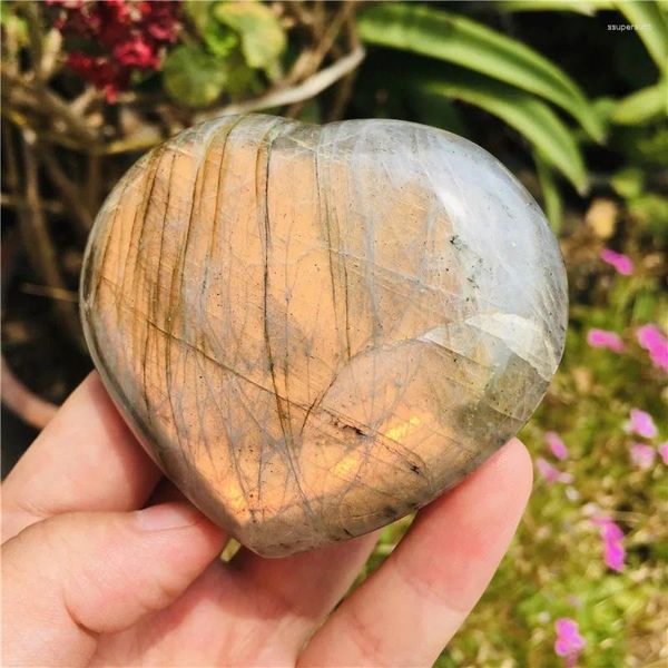 Figurine decorative Crystal Labradorite Palm Stone Healing Quarzone gemma Preoccupazione Forma del cuore