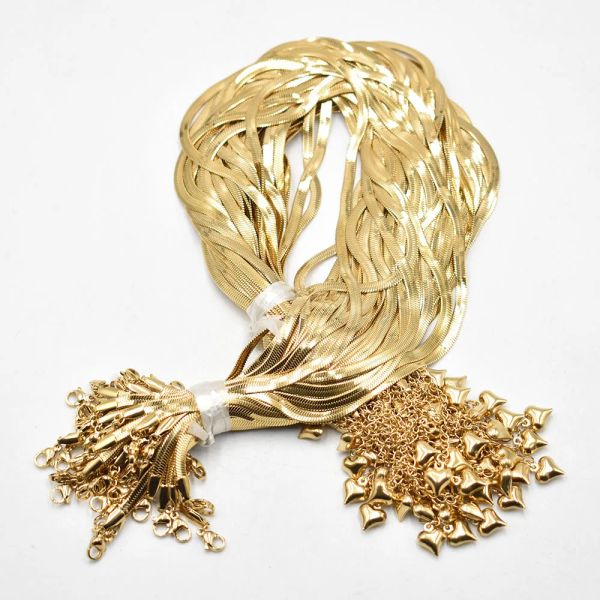 Halsketten Großhandel 4mm Goldfarbe Edelstahl Schlangenkette Halskette Seil 40 cm+5 cm Kette Hummerverschluss DIY -Schmuckzubehör 20pcs