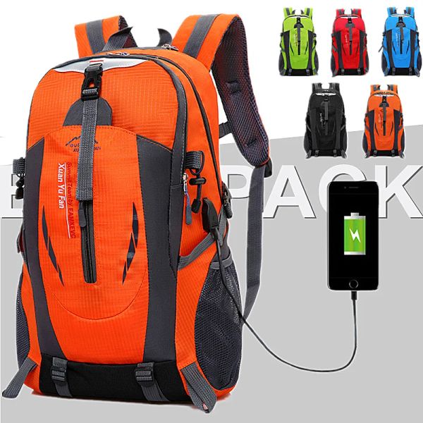 Borse 40L BASSO DI SPORT OUTDOOR impermeabile Viaggio di backpack alpinismo in campeggio da campeggio rasaino USB SCACKING TROKKING PACK