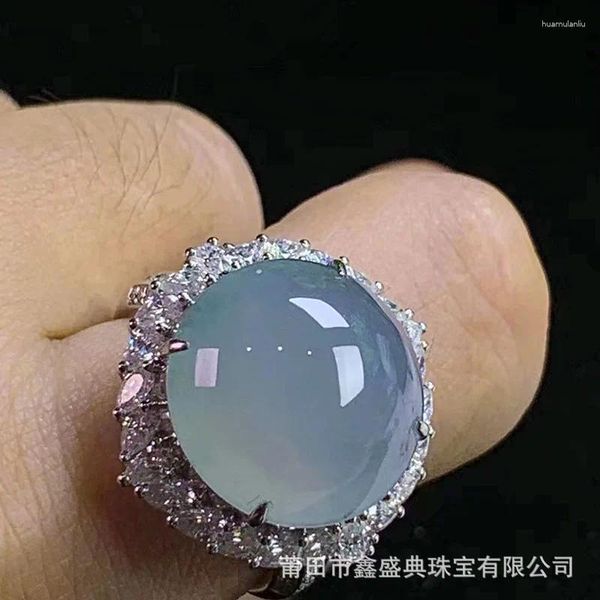 Кластерные кольца Оптовые майанмы натуральные A-уровня нефрита 18K прозрачный большой бриллиантный орнамент с сертификатом