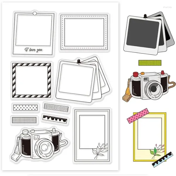 Geschenkverpackung 1 Blatt PO Frame Clear Stempel Transparente Silikonstempelsiegel für die Kartendekoration und DIY Scrapbooking 16x11x0.3 cm