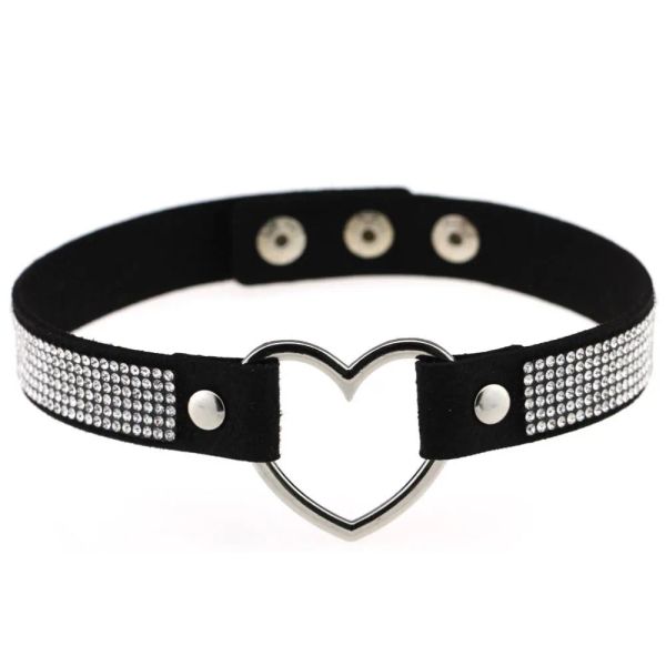 Collane cuoio in pelle nera cuoio girocollo rhinestone collana donna cristallo chocher dichiarazione collare collare collare