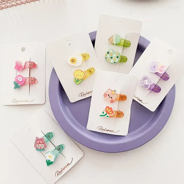 Accessori per capelli mini kawaii cartone animato pin floreali clips barrette botti estate in stile coreano carine acriliche acriliche per bambine roba