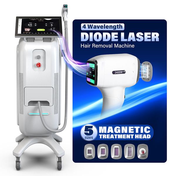 Android 4 Wellenlänge Dioden Haarentfernungsausrüstung Lazer Depilation Beauty Machines vertikaler professioneller Laser -Haarausfall mit Kühlsystem Gerät 808nm System