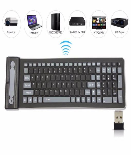 Tastiera a tastiera morbida in silicone wireless portatile 107 tastiera pieghevole impermeabile flessibile per laptop per PC333362229
