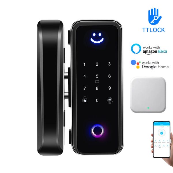 Controle Ttlock App Wi -Fi Controle remoto Smart Keyless sem chave de impressão travada para porta de madeira sem moldura ou armação de vidro