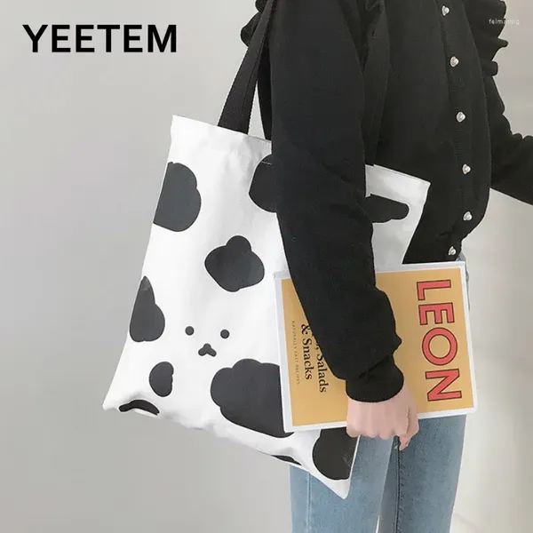 Bolsas de ombro Bolsa de vaca branca boolar Branca de vaca feminina bolsas de escola para estudantes de vela feminina s