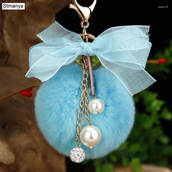 Chave -chave de teclados Originalidade Bowknot Angel Keychain Fur Pompom Ball Ball Holder Saco de Moda Jóias para Presente K1638