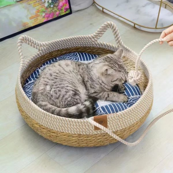 Matten Sommer Katzenbett vier Jahreszeiten Allgemeines Haustier Rattan Matte Katze Nest Matte Eis Nest Bett Katze Kühl Nest kleine Hunde