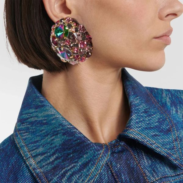 Orecchini Tround Crystal Ear Clip No Piercing Gioielli Spedizione gratuita Regalo di Natale Colorful Rhinestone Clip Orecchini per donne