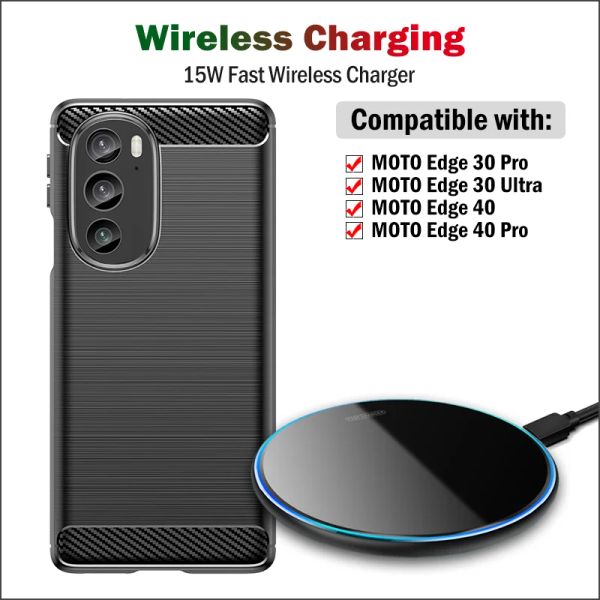 Зарядные устройства 15 Вт быстрая беспроводная зарядное устройство для Motorola Edge 40 30 Pro Moto Edge 30 Ultra Wireless Charging Pad с подарком USB -кабеля