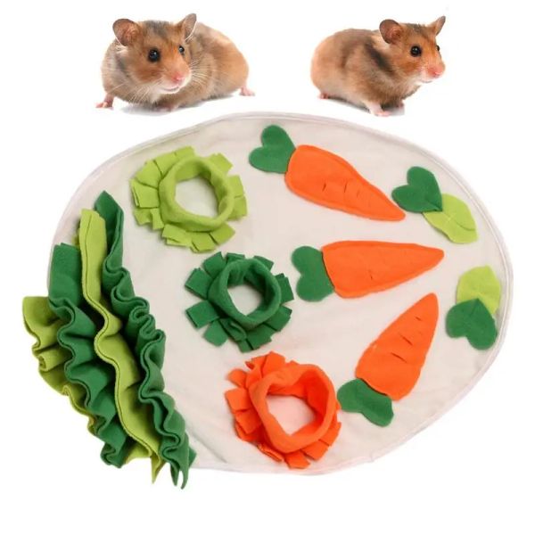 Toys Guinea Pig Foreging Mat Round Carrot Maglie Maglie Pieno Piet Pun del cuscinetto per coniglietto Chinchillas di coniglietto