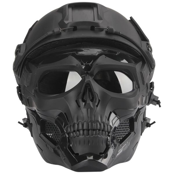 Segurança 2021 CS Campo de campo Adaptador TactiAcl Paintball Game Capacete Airsoft Skull Skeleleton Protective Mask, capacete de rosto completo