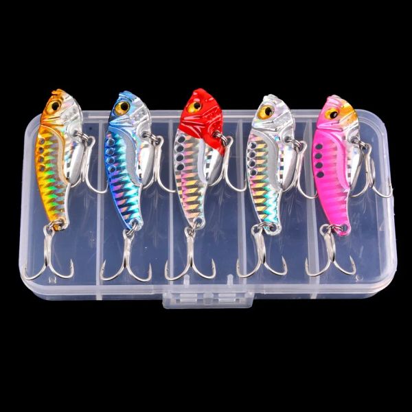 Accessori 5pcs Metal Vib 3/7/10/15/20G Escrenza di esche che affondano esche per vibrazioni artificiali per bassi pescelatura per pescale per pesca oro sier