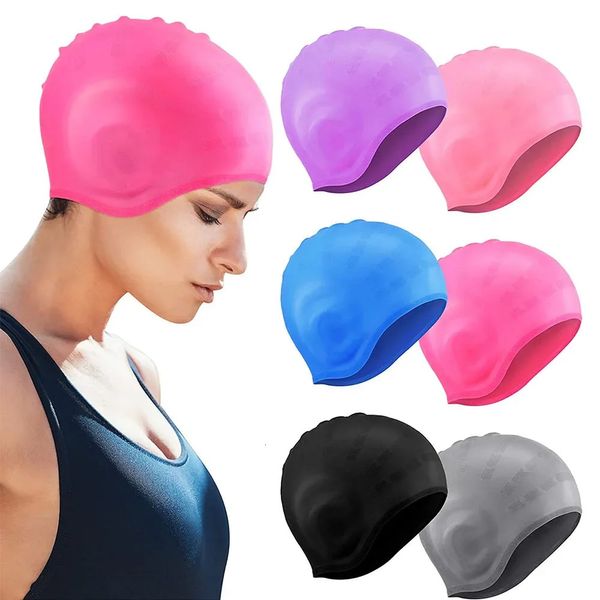 Caponi da nuoto in silicone UOMINI DONNE BAP IN MAGAZZA IN MAGLIO DELL'AREA PROTEZIONE DI BACKING DI BAMBINO PER LUNGO ACCESSORI POLCI DI CAPELLI CORTI 240416