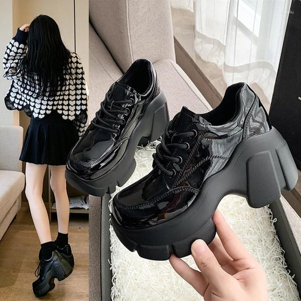 Casual Shoes Fashion Herumn Winter Schnürplattform Stiefel bequeme atmungsaktive Sneakers erhöhen Frauen schwarze Outdoor-Frauen