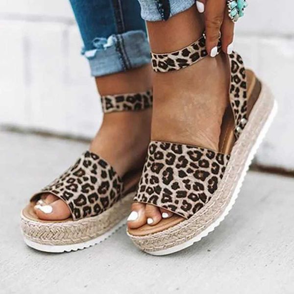 Sandalen Komfortschuhe für Frauen handgefertigtes Sandalen großer Anzug weiblich Beige Med MED Open Toe Summer Heels Clogs Wedge Seil Big Black Leopar H240423