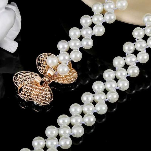 Taillenkettengürtel einen Bugnetz -Diamantgürtel für Damen Perlen -Gummibänder Langer Rockgürtel für modische Kleidergürtel