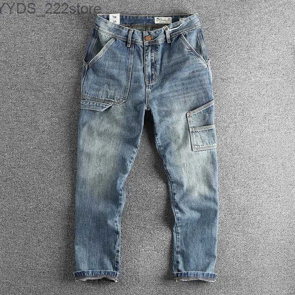 Jeans femininos Motor mass Novo jeans de barba de gato retrô Adequado para homens com pernas retas todas as calças jovens YQ240423