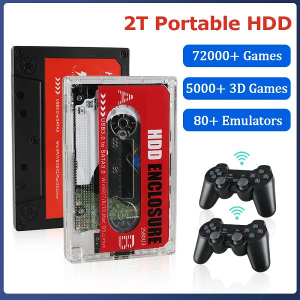 Consoles 2TB HDD 2.5 Disco rígido de jogo externo 72000+ Game 80+ Coleção de jogos para PC/Laptop/Gk3v/Gk Mini para PS2/Wii/PS1/N64/SS/Wiiu