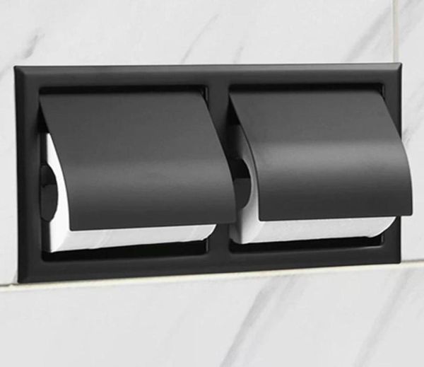 Titulares de papel higiênico Toileissue duplo Toileissue Black All Contruction Metal 304 Aço inoxidável Caixa de banheiro de aço
