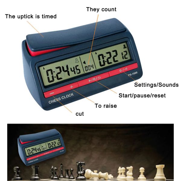 Define o relógio de xadrez profissional digital Count Up Down Timer Sports Sports Electronic Chess Relógio IGO Competição de tabuleiro de xadrez de xadrez de xadrez