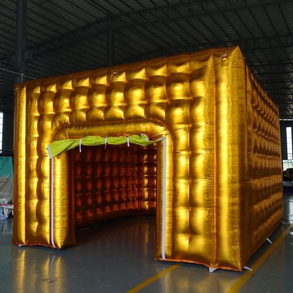 Personalize a barraca de cubo inflável de ouro/lasca com preço de fábrica, explosão de ar para eventos de festa de casamento acampando decoração ao ar livre