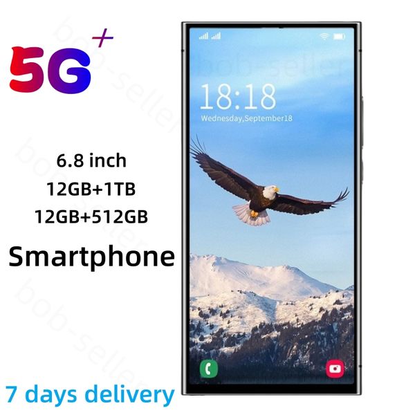 6,8 дюйма S24 Ultra Full Touch Screen 5G Сотовый телефон 12 ГБ+512 ГБ S24 S23 Ultra Мобильные телефоны оригинальный разблокировка лица смартфона смартфона GPS GPS Игра английский