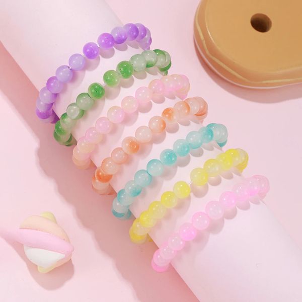 Strands 7pcs/set bracciale in perline di vetro colorato fatto a mano per le sorelle Girls Kids Friendship Gioielli di compleanno per feste di compleanno