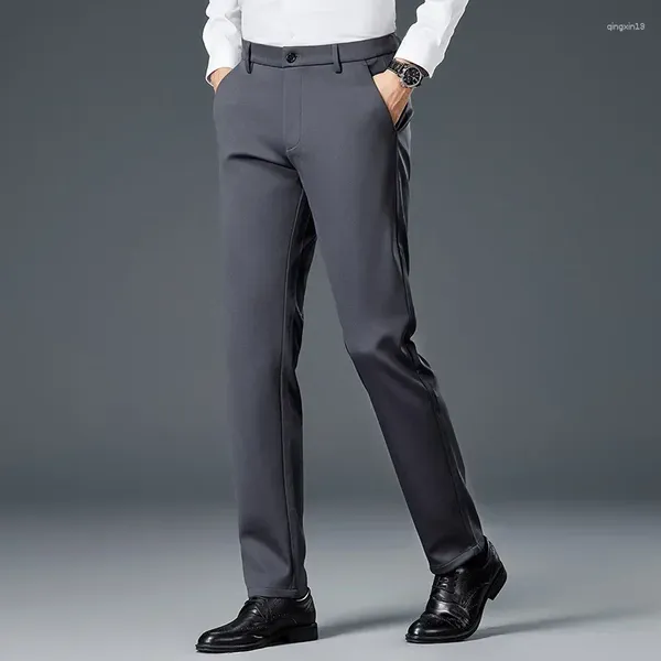 Pantaloni da uomo 2024 uomini casual caldi pantaloni dritti dritti coreani da gentiluomo da gentiluomo lungo l'autunno inverno maschio addensante