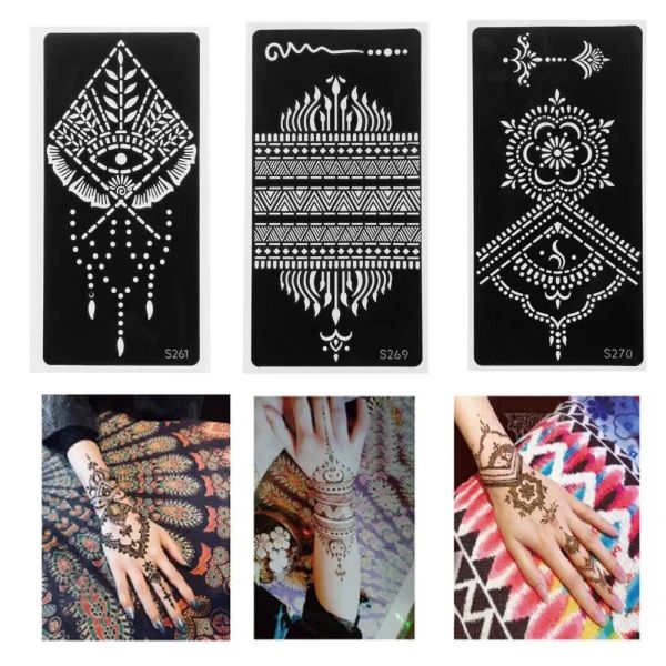 Tattoos Henna Tattoo Schablone Temporärer Arm Tattoo Körperkunst Aufkleber Vorlage Indisches Hochzeitsmalerei Henna Kit Tool