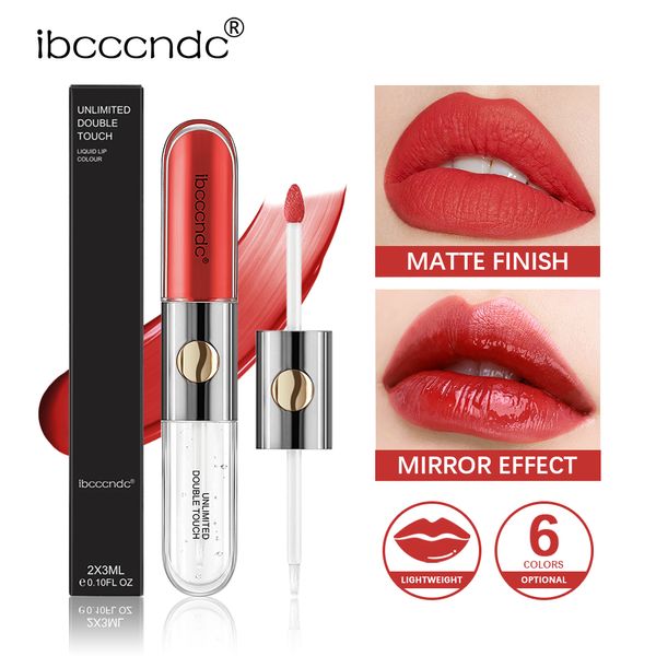 IBCCCNDC Makeup Lip Gloss Unlimited Dougle Touch Matte Glossy luccichio Lips liquide Labbra colorano di lunghezza resistente al sudore impermeabile maquiagem lipgloss all'ingrosso