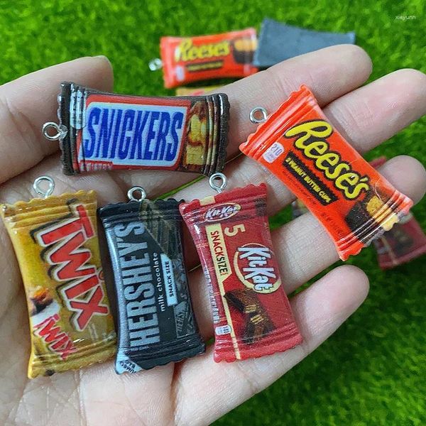 Charmos 10pcs Simulação Resina Candy Chocolate Funny Miniature Snacks Crafts