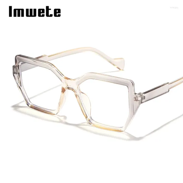 Tela di occhiali da sole Imwete Fashion Blue Light Blocking Women's Cat Eye Big Glasses Framella femmina Anti Radiation Protection Eyecyes 2024