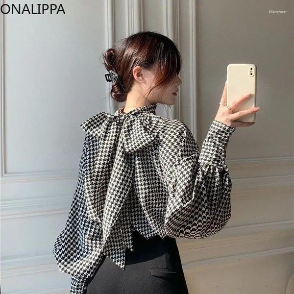 Camicette da donna onalippa migliaio camicia a pezzi uccelli in pizzo con filo collare colello sciolto femminile vintage da donna coreano chic ghirts a maniche lunghe