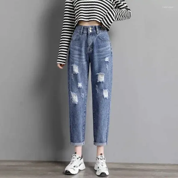 Jeans femminile streetwear capris strappato da donna y2k casual sciolte di denim harem pantaloni vintage mendicante larghi coreano vaqueros primaverili primaverili