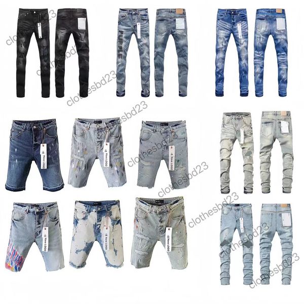 Denim Mens Short Designer Straight Löcher Casual Summer Night Club Blue Damen Shorts Patch gleiche Style Purple Brand Jeans
