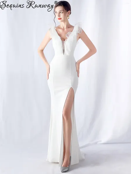 Abiti casual sexy mesh bianco nero maxi estate donna donna elegante lussuosa damigella d'onore da sera da donna da ballo di compleanno lunghe vestido